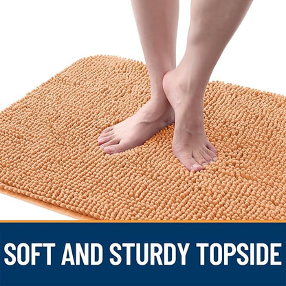 OLANLY Dog Door Mat for Muddy Paws 47x20, Absorbs Moisture and Dirt, Absorbent Non-Slip Washable Doormat, Quick Dry Chenille Mud Mat for Dogs, Entry Indoor Entryway Carpet for Inside Floor, Orange