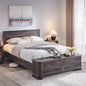 T4TREAM Farmhouse Queen Bed with Headboard and Storage Bench, Rustic Wood Platform Bed with 64" Storage Chest w/ 4 Large Drawer, Dark Rustic Oak