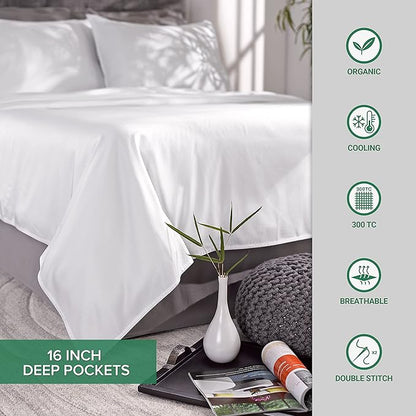 Pure Bamboo Full Sheets, Genuine 100% Organic Viscose Derived from Bamboo Bed Sheet Set, Luxuriously Soft & Cooling, Double Stitching, 2 Year Quality Promise (Full, Sterling Blue)