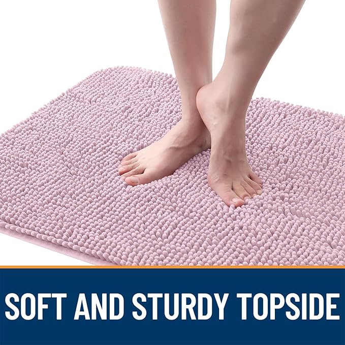 OLANLY Dog Door Mat for Muddy Paws 47x24, Absorbs Moisture and Dirt, Absorbent Non-Slip Washable Doormat, Quick Dry Chenille Mud Mat for Dogs, Entry Indoor Entryway Carpet for Inside Floor, Dusty Rose