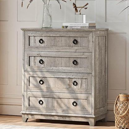 6 Drawer Dresser for Bedroom, 41" Tall Small Dressers & Chest of Drawers, Farmhouse Dresser with Metal Handle, Wood Storage Organizer Closet for Living Room, Hallway, Entryway