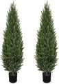 Briful 5ft Cedar Topiary Trees Artificial Outdoor Set of 2, Realistic Faux Cedar Pines with Pots, UV Resistant Christmas Greenery for Holiday Decor, Indoor Farmhouse Entryway Patio Door Plants