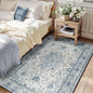 Area Rugs 3'x4' Washable Non-Slip, Floral Vintage Distress Print Pattern Medallion Carpet for Living Room Bedroom Dining Room, Light Blue Navy Beige Gray White
