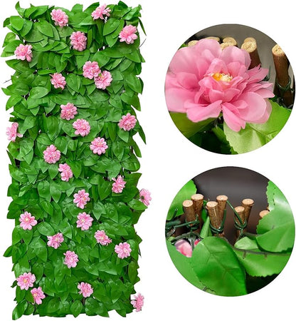 GLANT Expandable Fence Privacy Screen for Balcony Patio Outdoor,Decorative Faux Ivy Fencing Panel,Artificial Hedges (Single Sided Leaves) (4, HongGuo)