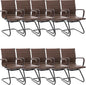 Wahson Office Guest Chairs No Wheels & Reception Chairs, Leather Waiting Room Chair Mid Back Conference Chair with Sled Base for Meeting/Lobby/Restroom, Brown (10 Pack)