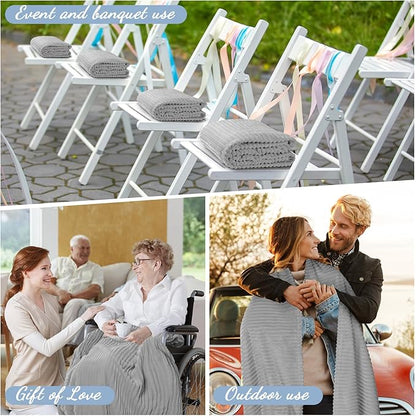 Buryeah 6 Pcs Flannel Throw Blanket Bulk 50 x 60 in Sleepover Blanket Outdoor Wedding Throw Lightweight, Oeko-tex Standard 100 Certified for Sofa Homeless Gifts (Light Gray)