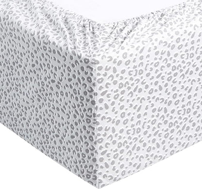 Amazon Basics Lightweight Super Soft Easy Care Wrinkle Free Microfiber 3 Piece Bed Sheet Set with 14-Inch Deep Pockets, Twin, Gray Cheetah, Printed, Kids, Men & Women Bedding