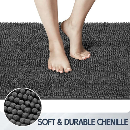 Dog Door Mat for Muddy Paws, 60" x 30" Chenille Absorbent Front Door Mat Inside, Large Runner Mud Mat for Dogs, Trap Dirt Washable Non Slip Outdoor Indoor Entrance Doormats, Grey