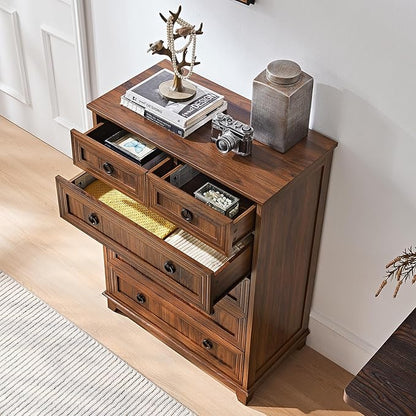Bedroom Dresser and Nightstand Sets 4 Piece, Farmhouse 6 Drawers Dresser & 40.5" Tall Chest of Drawers,18" Nightstands with Charging Station,54" Wide Furniture Dressers for Bedroom,Living Room
