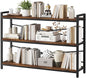3 Tier Bookshelf 47.24" Width, Wood and Metal Etagere Bookcase, Vintage Farmhouse Modern Wooden Large Book Shelf for Home Living Room Bedroom Office Storage(Rustic Brown)