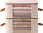 Canvas Storage Bags Designer Organizer for Comforters 2 Pack – Seasonal Storage for Pillows, Blankets, Linens & Garments – Foldable Design with Zip & Window, Moth-Proof Space Saver