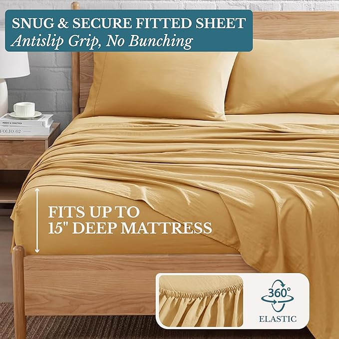 Casa Platino Bedding Sheets & Pillowcases, Bed Sheet California King Size, Pre-Washed California King Bed Set, Brushed Microfiber Cooling California King Sheets, California King Sheet Set - Cocoon