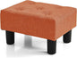 BRIAN & DANY Small Foot Stool, Linen Foot Stools with Legs, Stable Small Footstool for Living Room, Orange