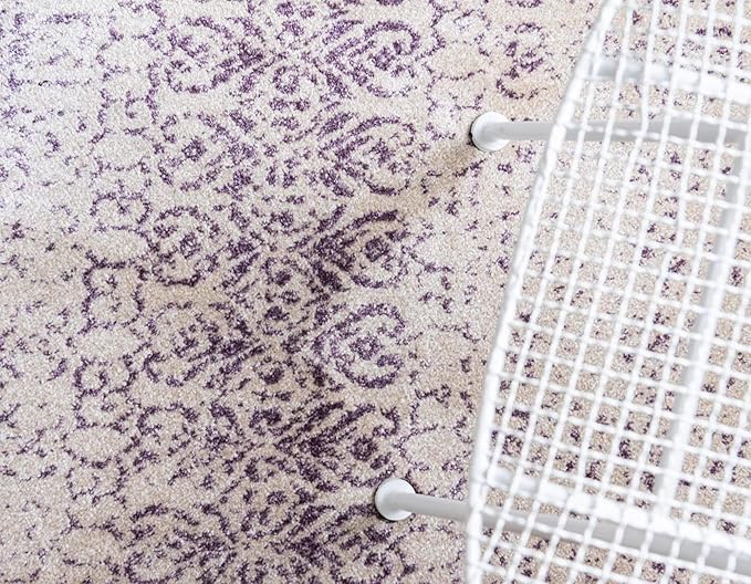 Unique Loom Del Mar Collection Area Rug - Jennifer (7' 1" x 10' Rectangle, Purple/ Ivory)