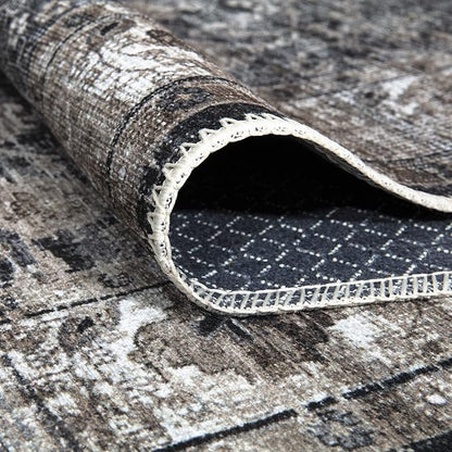 Bloom Rugs Washable Non-Slip 8' x 10' Rug - Black/Brown Traditional Area Rug for Living Room, Bedroom, Dining Room, and Kitchen - Exact Size: 8' x 10'