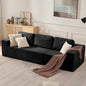 106" 3-Seater Sofa, Cloud Modular Sofa with Certified Foam, Upholstered Floor Sofa with Deep Seat, Upholstered Sofa for Bedroom Living Room, No Assembly Required (Corduroy Fabric, Black)