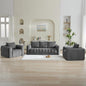 Corduroy Boneless Living Room Sets, Modern Upholstered 3 Seater Sofa with 2 Signle Accent Chairs, Comfy Deep Seat Cloud Sofa Couch Sets for Living Room, Grey