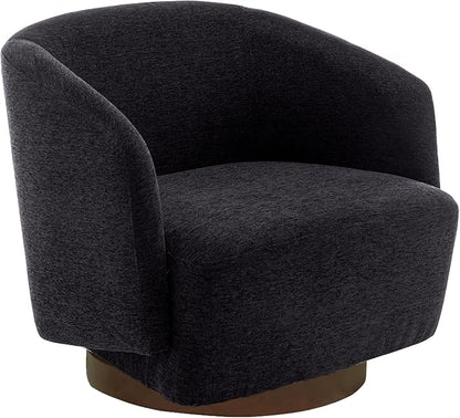 MINCETA Accent Chair,Modern Swivel Chairs for Living Room and Bedroom Reading with Wood Base,Performance Fabric in Charcoal Gray