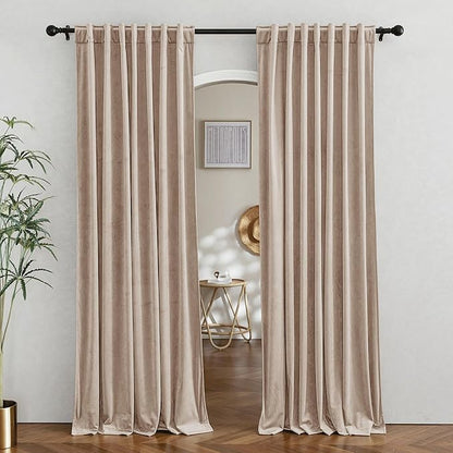 RYB HOME Velvet Room Divider Curtains for Space Separation, Noise Reduce Barrier for Nursery, Large Window Curtains for Sliding Glass Door, Blush, W 62 x L 84, 2 Panels Set