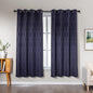 Amazon Basics Jacquard 2-Piece 100% Blackout Curtains, Living Room and Bedroom Drapes, Thermal Insulated Window Treatment, 52"x72", Dark Blue