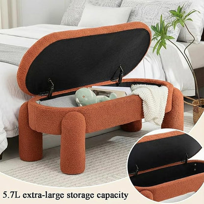 Ottoman with Storage, Large Foot Rest Ottoman Storage Bench,End of Bed Bench,Upholstered Seating,for Entryway, Hallway, Living Room,Bedroom (Orange)