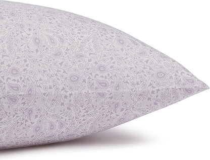 Amazon Basics Lightweight Super Soft Easy Care Microfiber 4 Piece Bed Sheet Set With 14-inch Deep Pockets, Queen, Lavender Paisley,Printed