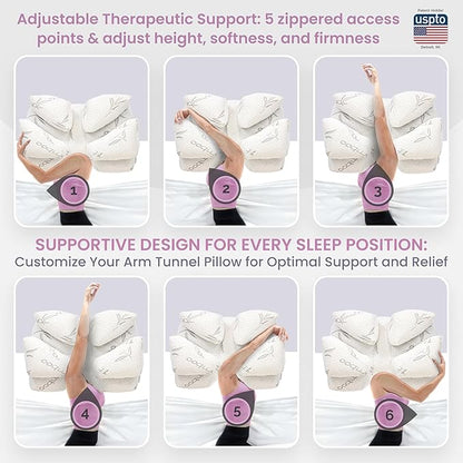 Wife Pillow the Side Sleeper Pillow with Arm Hole for Shoulder Pain - Arm Tunnel Pillow for Side Sleepers, Shoulder Relief & Neck Support Comfort Sleep Pillow for Adults - Charcoal Shredded MemoryFoam