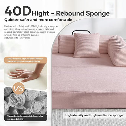 Compression Sofa, Cloud Sectional Sofa,Sofa Bed, Boneless Modular Sectional Sofa with 2 Pillow, Comfy Fluffy Couch with Futon Bed, Perfect for Living Room, Small Space
