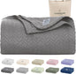 Cloud Scape Linen 100% Cotton Blanket Twin 68x92 Sharkskin - Cozy Herringbone Weave, Fits Up to Twin XL Size Beds, Breathable Softness, All-Season Warmth, Winter Blanket, Bedding Gift Choice