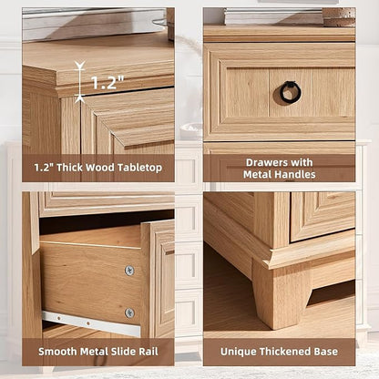 Farmhouse 4 Drawer Dresser for Bedroom Set of 2, 35" Tall Small Dressers & Chest of Drawers, Rustic Wood Dresser with Metal Handle, Storage Organizer Closet for Living Room, Hallway, Entryway
