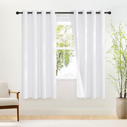 NICETOWN 100% Blackout Curtains for Doorways and Closets, Thermal Insulated Temporary Room Dividers, Short Curtains for Bedroom Living Room (1 Panel, Pure White, 52 x 78 Inch Long)