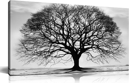 Prepeyssee Tree of Life Wall Art Large Artwork Black and White Wall Art Modern Landscape Nature Canvas Prints Decor for Living Room Bedroom Office Ready to Hang 20"x40"