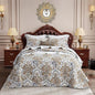 CHIXIN Oversized King Bedspread 128x120 Extra Wide - European Damask Paisley Pattern - Classic & Gorgeous Bedding Cover, Lightweight, Ultra Soft, 5 Piece, 100% Microfiber, White/Khaki/Grey