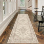 vivorug Beige Runner Rug 2x10 Machine Washable Rug with Non-Slip Backing, Ideal for Kitchen Hallway Entryway Laundry Room - Vintage, Durable, Easy Clean, Low Pile Carpet Runner