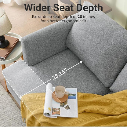 Loveseat Sofa 56", Small Couches for Small Spaces, Mid Century Love Seat Couches for Living Room, Upholstered 2-Seater Couch for Bedroom, Apartment, Grey