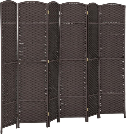 HOMCOM Room Divider, 6 Panel Folding Privacy Screen, 5.6' Tall Freestanding Wall Partition for Home Office, Bedroom, Brown