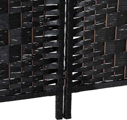 HOMCOM Room Divider, 4 Panel Folding Privacy Screen, 6FT Tall Portable Wicker Weave Partition Wall Divider for Bedroom, Home Office, Black