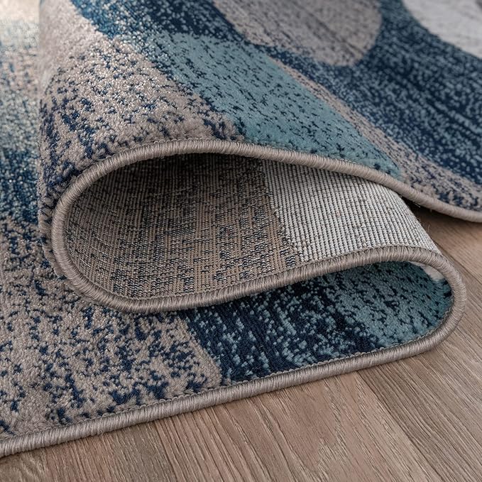 Rugshop Blue Modern Geometric Indoor Large Area Rug, Overlapping Circle Pattern, Fade Resistant, Non-Shedding, for Living Room, Dining Room and Family Room, 7'10" x 10'2"