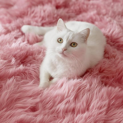 PAGISOFE Blush Pink Fluffy Shag Area Rugs for Bedroom Girls 5x7, Soft Fuzzy Shaggy Rugs for Kids Room Plush Furry Living Room Carpet Girls Teen Dorm Rugs for Home Decor Aesthetic, Nursery