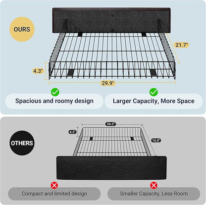 Allewie Upholstered Full Size Platform Bed Frame with 4 Storage Drawers and Headboard, Diamond Stitched Button Tufted, Mattress Foundation with Wooden Slats Support, No Box Spring Needed, Black Brown