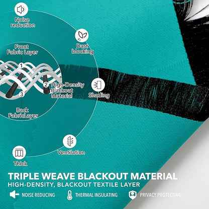 Deconovo Blackout Curtains, Thermal Insulated, W42 x L84 2 Panels, Back Tab, Machine Washable, Room-Darkening Drapes for Bedroom/Living Room Turquoise