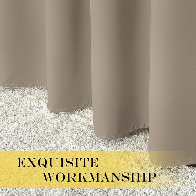 NICETOWN Taupe Blackout Curtains for Bedroom 95 Inch Length - Thermal Insulated Room Darkening Privacy Grommet Window Drapes for Boys Room, Set of 1 Panel, 80 x 95 Inch