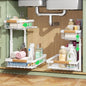Kitstorack Under Sink Organizer, 2 Packs 2 Tier Under Sink Organizers and Storage, Slide out Pull out Cabinet Organizer Shelf, Metal Sliding Drawer for Kitchen Bathroom Pantry Closet Rack(White)