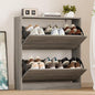 Shoe Cabinet with 2 Flip Drawers, Slim Narrow Shoe Storage Cabinet, Freestanding Shoe Organizer with Adjustable & Removable Shelves, Top Display Shelf for Entryway, Hallway, Foyer, Closet