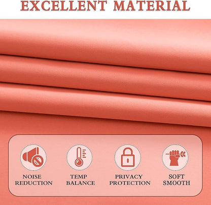 DONREN 90 Inch Length Blackout Curtains Rod Pocket Curtain Panels - Thermal Insulated Curtains for Living Room (52 W x 90 Inches Long,Coral,2 Panels)