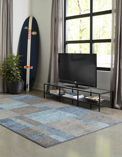 Unique Loom Autumn Collection Area Rug - Providence (7' 10" x 10' Rectangle, Blue Gray/ Light Brown)