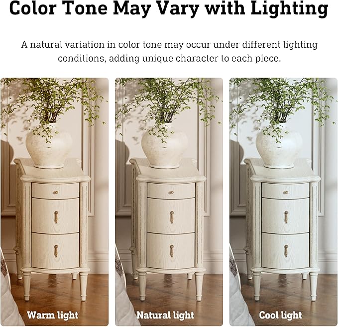 STO'SENSE Nightstand w/Charging Station & 3 Drawers, Pre-Assembled, Vintage Side Table w/Antique-Finished Pulls, Rustic Wood Finish, Narrow End Table w/Turned Legs for Bedroom (1, Antique Grey)