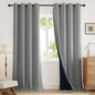 100% Blackout Curtains 102 inch Length 2 Panels for Living Room, Linen-Look Textured Room Darkening Thermal Insulated Noise Reduction Farmhouse Drapes for Bedroom (W52xL102, Grey)