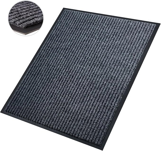 Front Door Mat,4'x5'Indoor Outdoor Door Mat,Heavy Duty Durable Welcome,Commercial Floor Mats Inside Outside Entrance, Waterproof All-Season, All-Weather Non Slip Backing Doormat for Entryway,Black