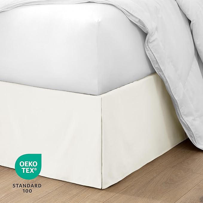 Bare Home Kids Twin Bed Skirt - 15-Inch Tailored Drop Easy Fit - Bed Skirt for Beds - Center & Corner Pleats (Twin, Cream)